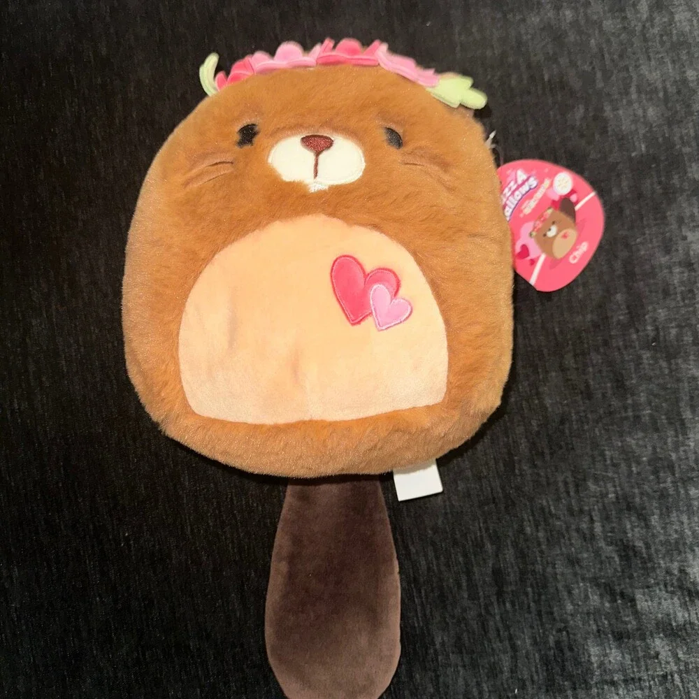 Squishmallows FuzzAMallow 8 Inch Chip Brown Beaver Plush with Flower Crown